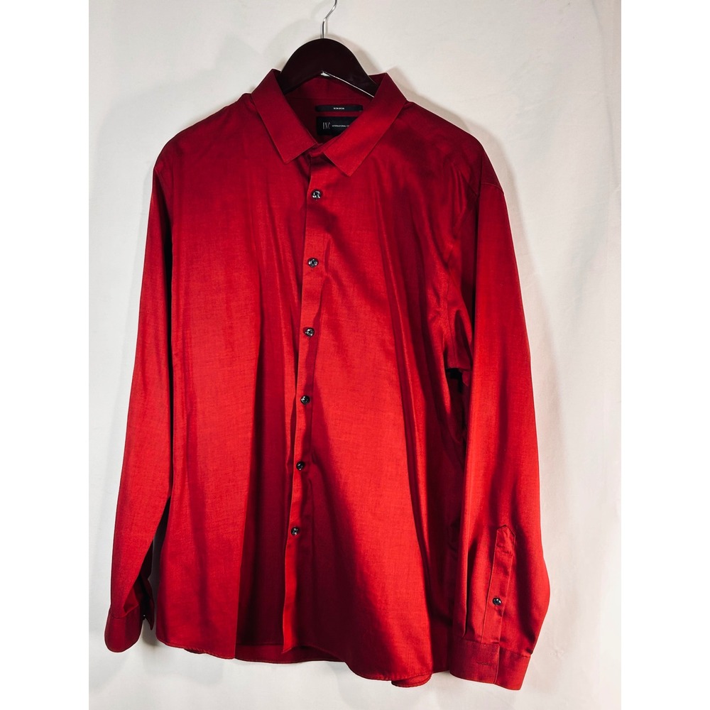 INC International Concepts‎ Mens XL Non-Iron Button Down Shirt Red Long Sleeve